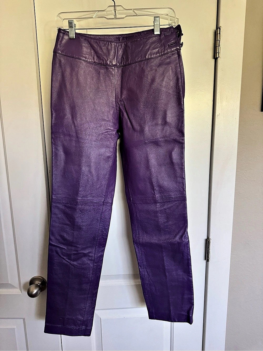 Vintage 80s Leather Pants in Purple Size 4 Like New